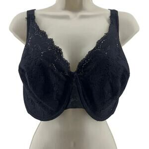 Playtex Secrets Lace Slimming Full Coverage Black Bra Style 4728 44D